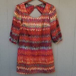 Lily Rose Bow Back Shift Dress Long Sleeve Chevron